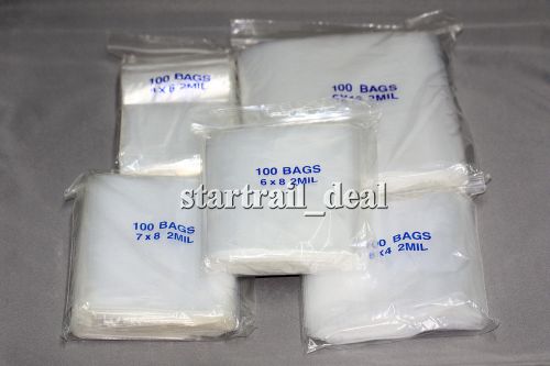 200 x Clear 5 x 8&#034; 2 Mil Reclosable Resealable Ziplock Zipper Poly Plastic Bags