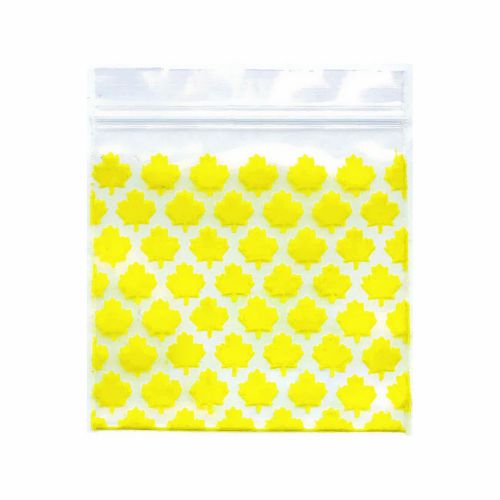 1010 apple 100 mini ziplock bags baggies yellow maple leaf recyclable bag 1&#034; for sale