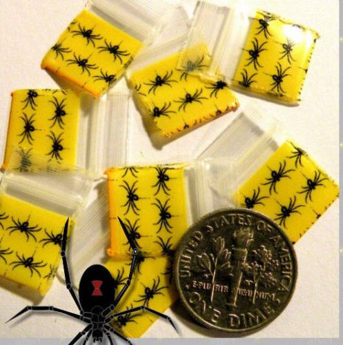 Mini ziplock bags 200 Black Widow Spiders Baggies  0.5 x 0.5&#034; TINY size 1212