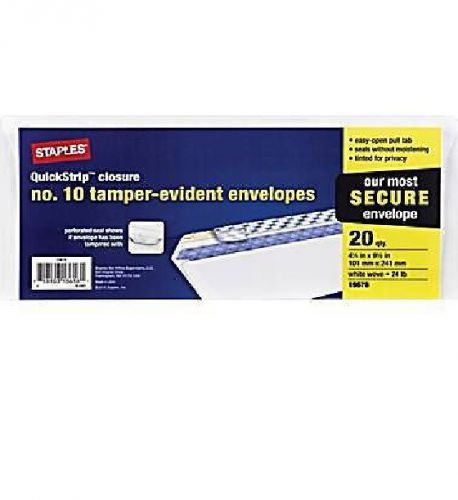 Staples® #10 Tamper Evident White Wove Business Envelopes, 20/Pack
