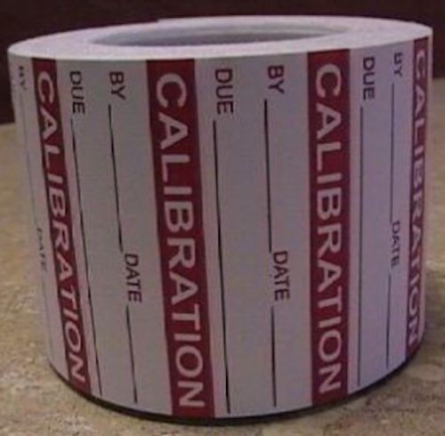 350 Labels of 1-1/2&#034; x 5/8&#034; Red CALIBRATION Inspection Quality Control Rolls