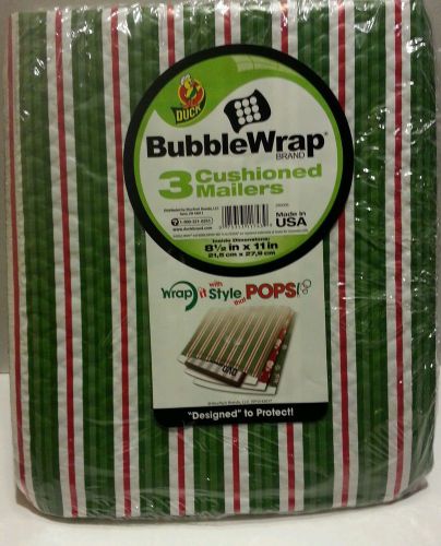 3 decorative bubble mailer striped bubble wrap brand by duck 8.5&#034; x 11&#034; for sale