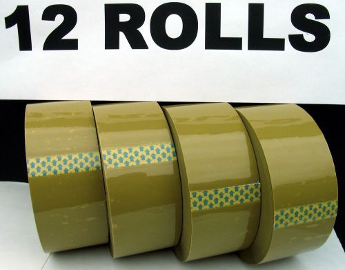 12 rolls 2&#034; x 110 yards 2.5 mil tan brown tape carton packing sealing shipping for sale