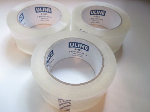 3 Rolls 2&#034; X 110 Yards Clear 2 Mil ULINE Industrial Shipping Packing Tape S-423
