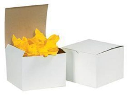 Kraft White Gloss (6) Cardboard Boxes 4 x 4 x 4 Wedding Small Gift Favors Party