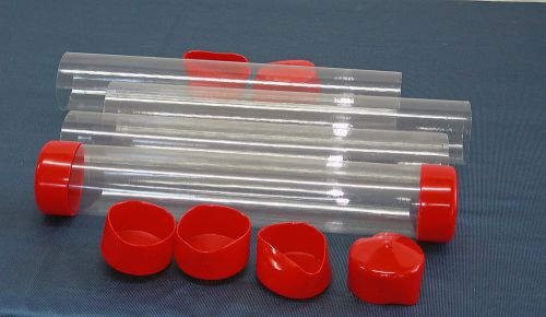 5 Qty. 1.5&#034; x 8.75&#034; L Clear Plastic Packing Storage or Shipping Tube W/Caps