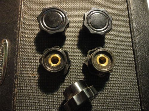 5PCS BLACK BAKELITE KNOBS WITH BRASS INSERT FOR 1/4&#039;&#039; MADE IN U.S.A.