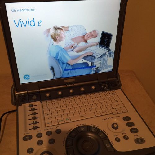GE Vivid e Portable Ultrasound w/ cardiac, P2D, abdominal, linear transducers