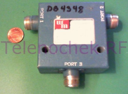 RF microwave single junction circulator 473 MHz CF/  105 MHz BW/  50 Watt/ data