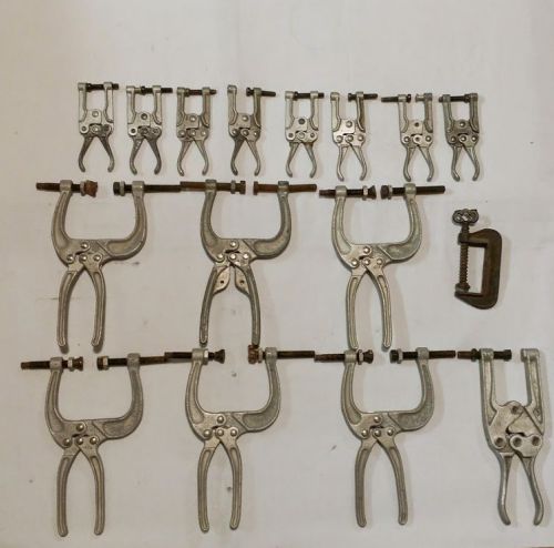 Lot of 16 Vintage DETROIT, Knu-Vise  Stamping Squeeze Clamp Metal Holding
