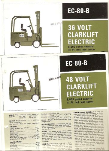 Fork Lift Truck Brochure - Clark - EC-80-B - 36/48 V Electric 1970 2 item (LT112