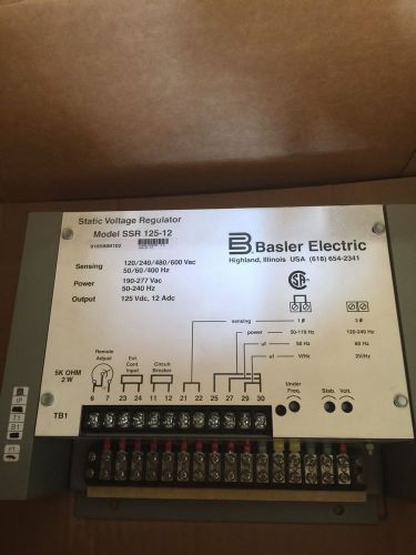 BASLER ELECTRIC STATIC VOLTAGE REGULATOR SSR 125-12