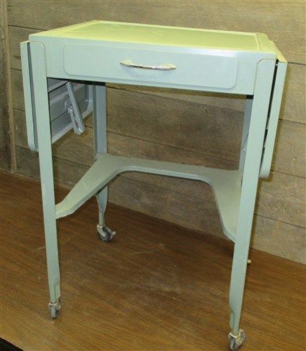 Typewriter Table Industrial Age Stand Metal Desk Cart Mid Century Vintage j
