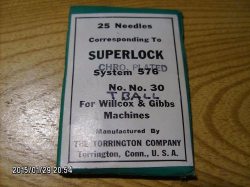 25 pc Willcox &amp; Gibbs sewing machine needles -Superlock system 576 No 30