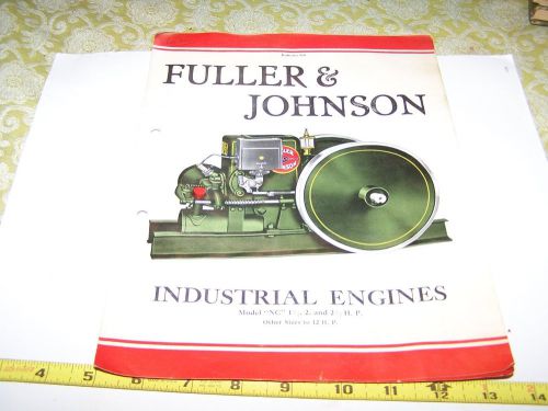 Original fuller johnson nc hit miss gas engine sales brochure steam tractor wow! for sale