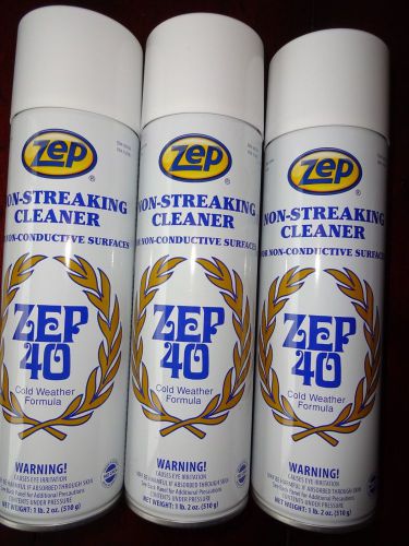 3 CANS * ZEP 40 Non-Streaking GLASS WINDOW Cleaner FREE SHIP! - new FRESH STOCK