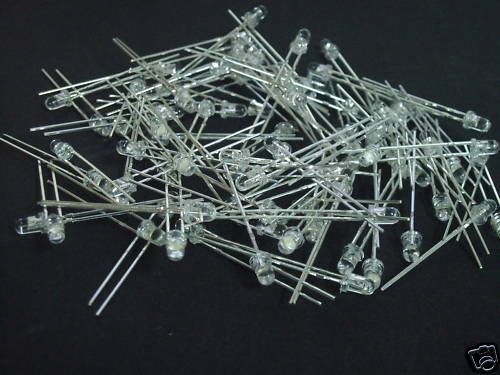 Pack of 100, 3mm Clear White LEDs, Ultra Bright LED
