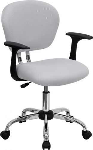 Mid-Back White Mesh Task Chair with Arms (MF-H-2376-F-WHT-ARMS-GG)