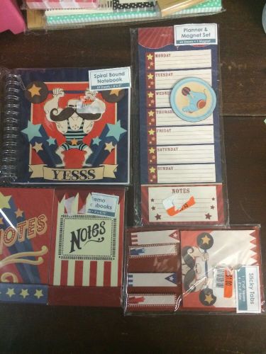 Circus Stationary Lot Page Flag, Magnetic Pad, Mini Notebook And Memo Notebooks