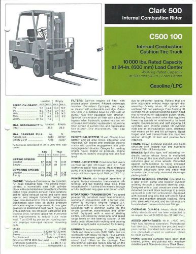 Fork Lift Truck Brochure - Clark - C500 100 - 10,000 lbs - c1975 (LT131)