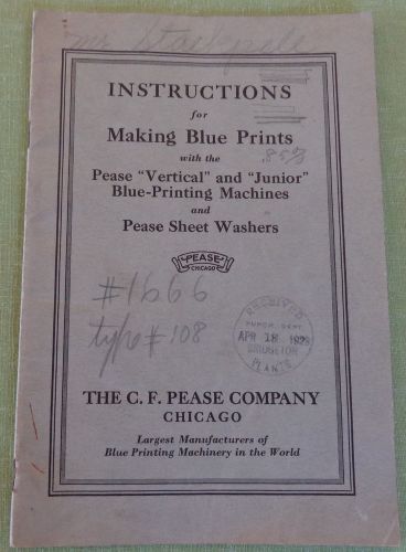 1928 instructions for making blue prints - pease vertical &amp; jr printing machines for sale
