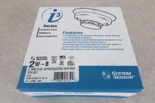 System sensor 2w-b smoke detector i3 2-wire 12/24volt photoelectric detector 2wb for sale