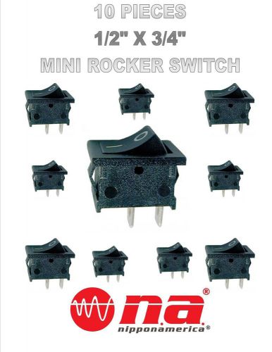 10 Pieces Mini Rocker Toggle Switch EC-1210 1/2” x 3/4” Mount  10 AMP 12 VOLT