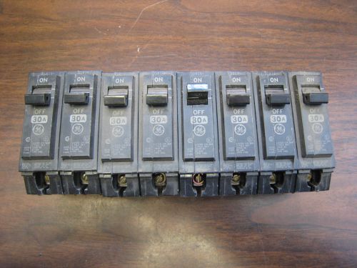 8X GE THQL130 30 AMP 1 POLE 30A 1P CIRCUIT BREAKERS USED FREE SHIPPING