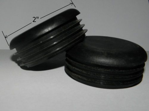Two (Pair) of 2&#034; Round Plastic Tubing End Caps  Fot 2&#034; OD Pipe or tube Black