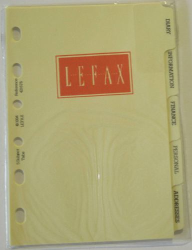 Lefax 5 Subject Index Tabs Planner Refill 4 or 6 Ring 3 1/4 x 4 3/4 Yellow