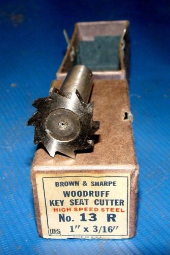 Vintage b &amp; s #13 r woodruff key seat cutter, 1&#034; dia x 3/16&#034; width hss,1/2 shank for sale
