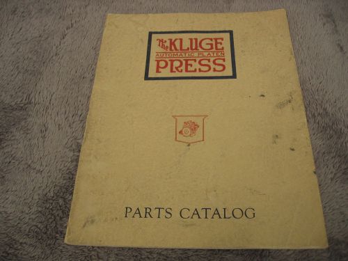Kluge Automatic Platen printing press original PARTS CATALOG Letterpress BOOK