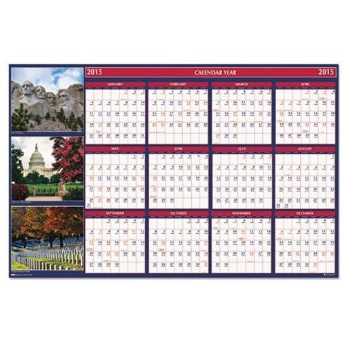 House of Doolittle™ US Monuments Reversible/Erasable Yearly Wall Calendar, 24 x