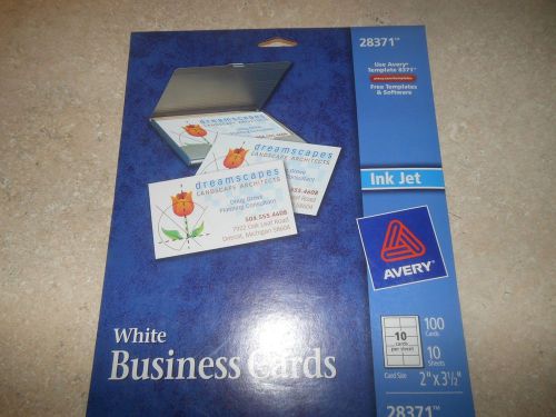 Avery 28371 Business Cards For Inkjet Printers, Glossy, 2&#034;x3-1/2&#034;, 100/PK, White