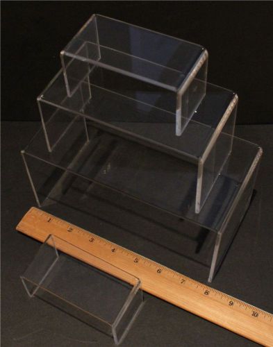 Clear Acrylic Product Display Stands set of 4 Medium to Small risers