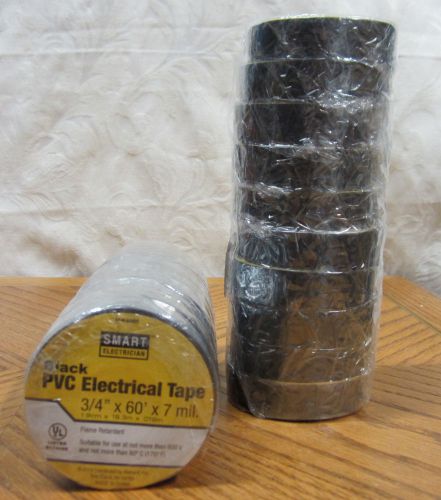 Lot of 20 Rolls Smart Electrician Premium Black PVC Electrical Tape 3/4&#034; x 60&#039;!