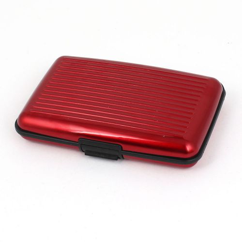 Unisex Metal 6 Slots Business Name Bank Credit ID Card Holder Container Red