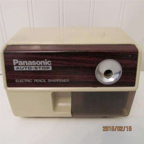 VintagePanasonic Auto-Stop Electric Pencil Sharpener KP110  Ivory Wood Grain
