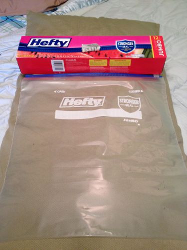 HEFTY 2.5 GALLON ZIPLOC STRONGER SEAL BAGS CLEAR PLASTIC NEW 1 BOX 12 BAGS