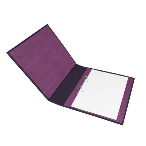 LUCRIN - A4 large ring file - Granulated cow - Purple