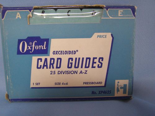 Vintage Oxford Oxceloided Pressboard Card Guides Complete Set 4&#034; X 6&#034; A-Z   NOS