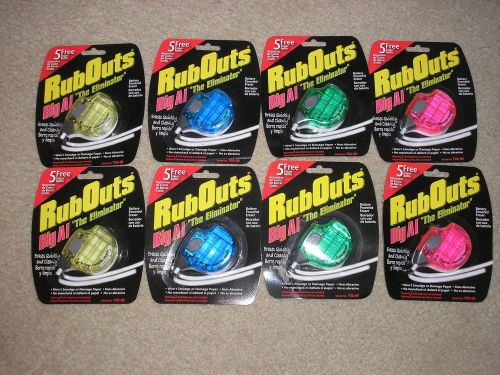 8 Battery Powered Eraser Rub Outs Big Al The Eliminator Pink Green Blue Yellow