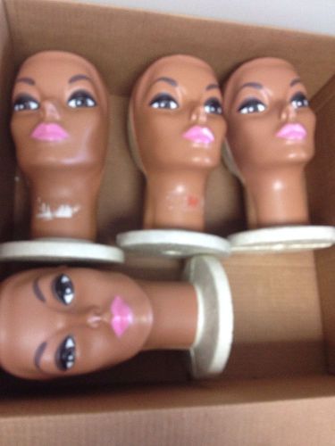 Styrofoam Mannequin Head With Plastic Face Wig Display Ladies Hats Lot Of 4