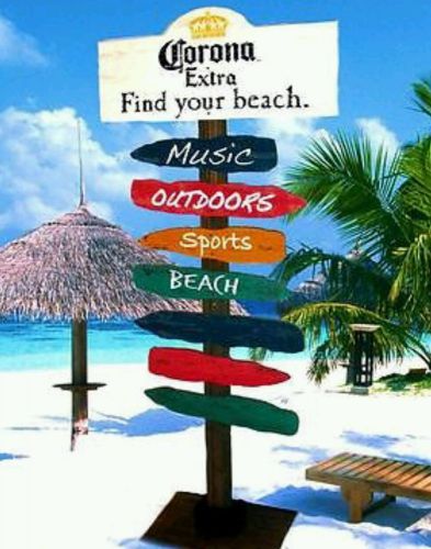 CORONA EXTRA BEER &#034;FIND YOUR BEACH&#034; SPORTS IN/OUTDOOR DISTRESSED 72x32 WOOD SIGN