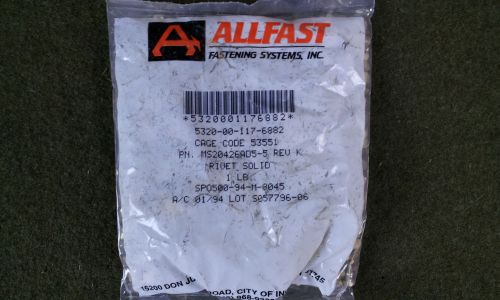 Allfast 1 lb solid skin rivet ms20426ad5-5 rev k cage 53551 for sale