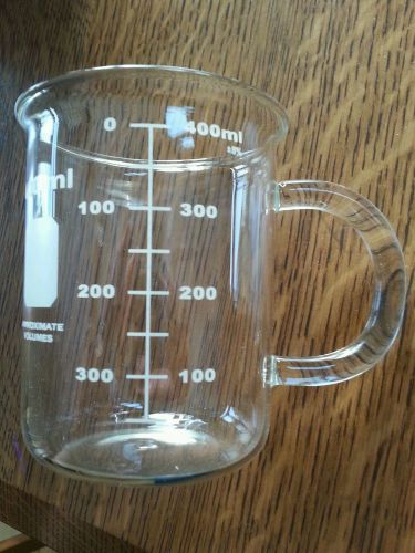 CAFFEINE BEAKER MUG 400mL GLASS WITH HANDLE LABORATORY SCIENTIST WITHOUT SPOUT