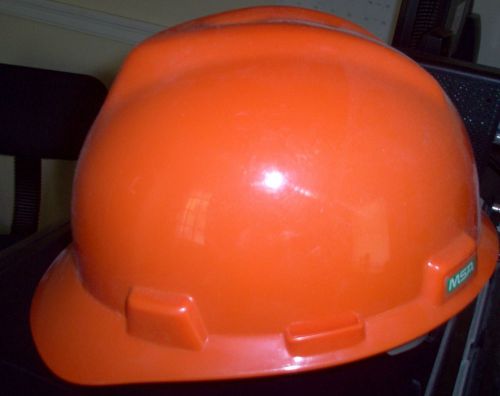 Msa v-guard cap style hard hats with ratchet suspensions - orange for sale