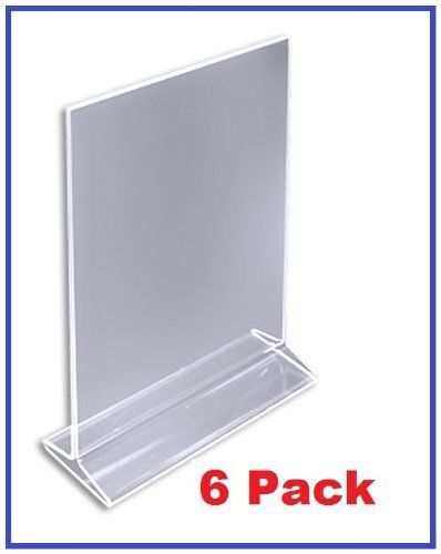 (pack of 6) chefland 5&#034; x 7&#034; acrylic sign holder / clear table card display / pl for sale