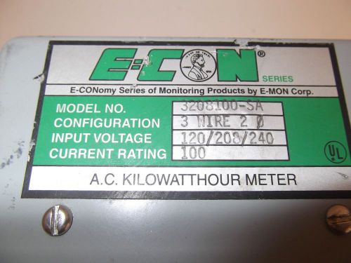 E-con 3208100-SA Single Phase KWH Meter 100AMP