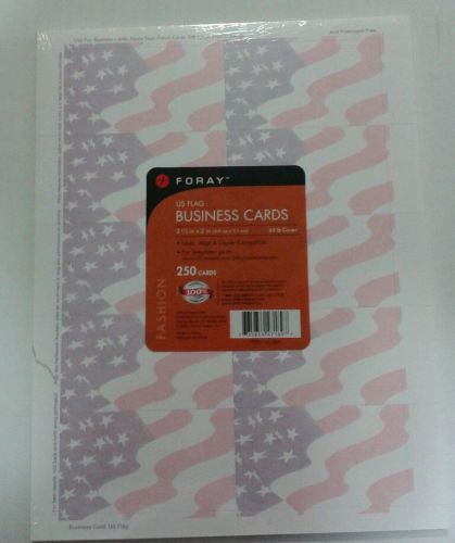US Flag Business Cards, 3 1/2 x 2, 65 lb Cardstock, 250 Cards/Pack NEW!